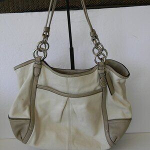 Coach Cream and Tan Tote Bag